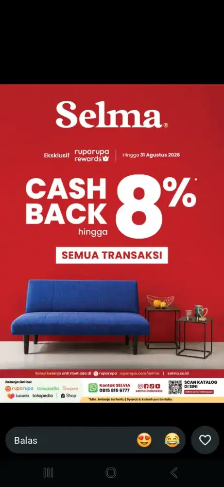 Promo merdeka casback 8% buruan ke toko selma