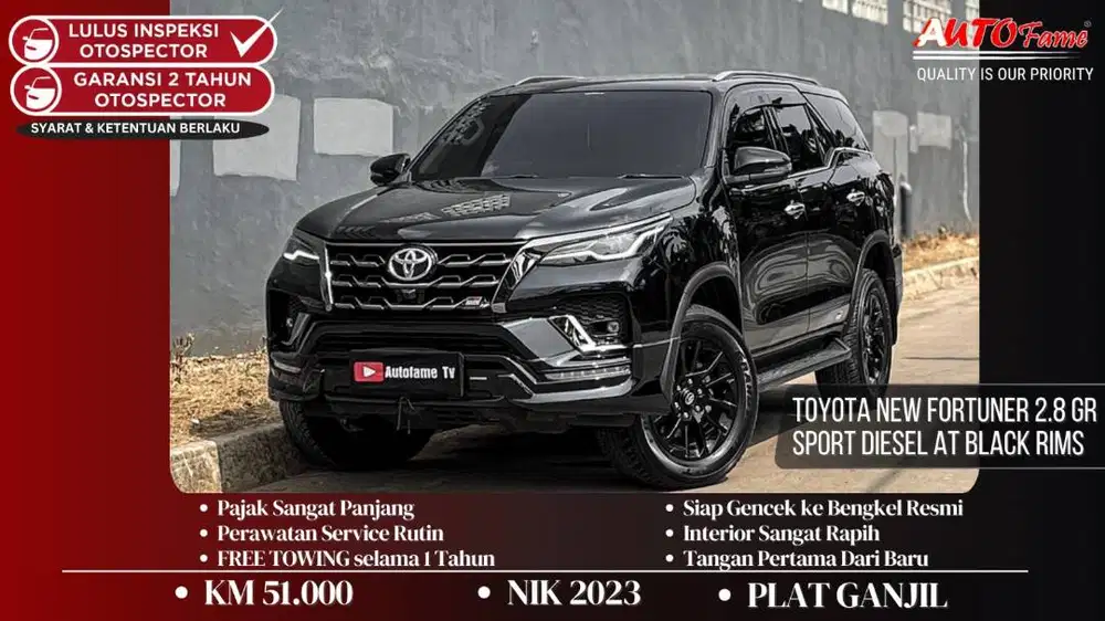 Toyota New Fortuner 2.8 GR Sport Diesel AT NIK 2023 Black Rims Black O