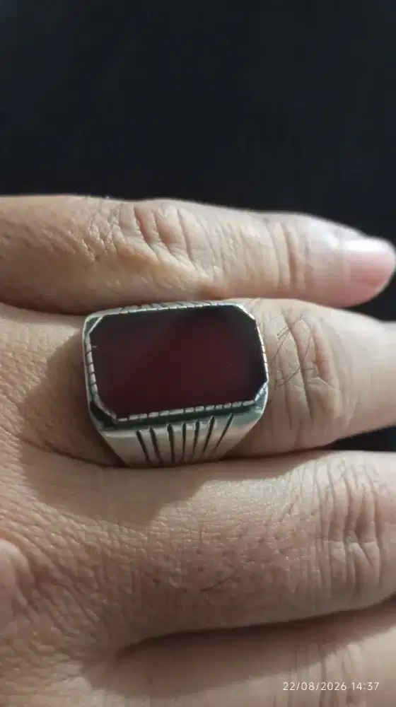 Cincin perak batu yamen ahmar