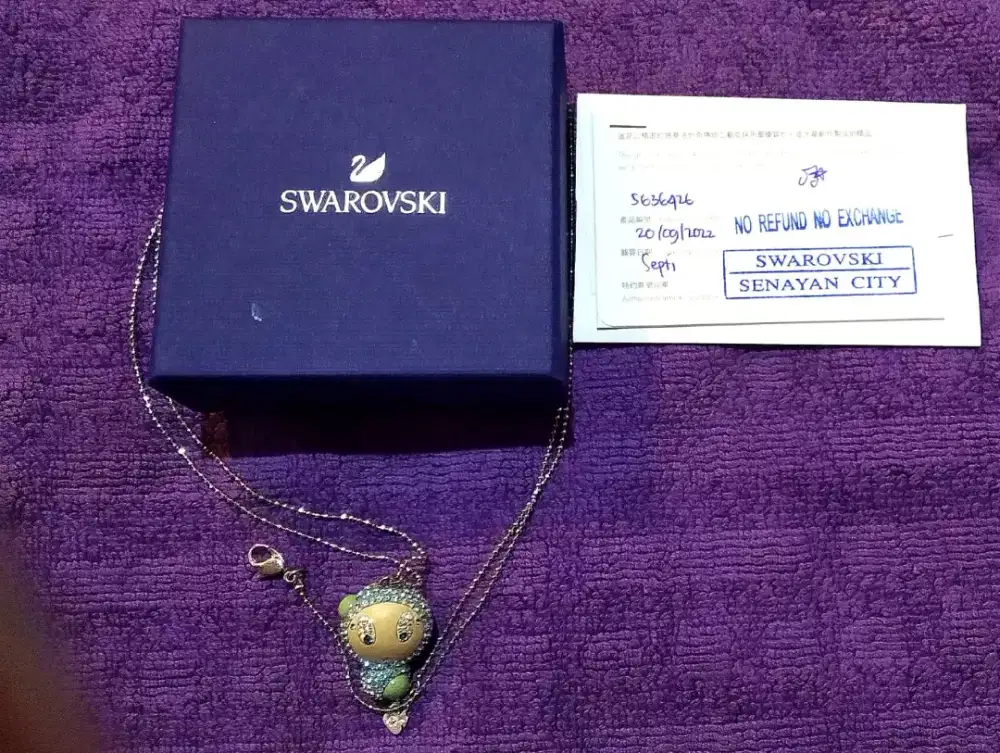 Authentic Swarovski kalung Erica blue Box & Stamp Ori