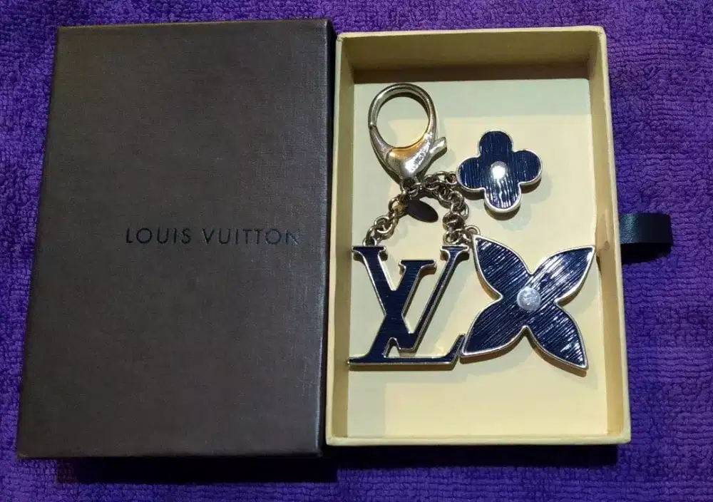 Authentic LV epi blue charm & key holder