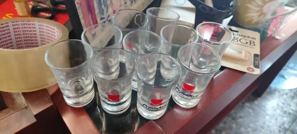 10 Gelas Sloki Vintage Pepsodent Era 1980–1990. KONDISI TERAWAT.