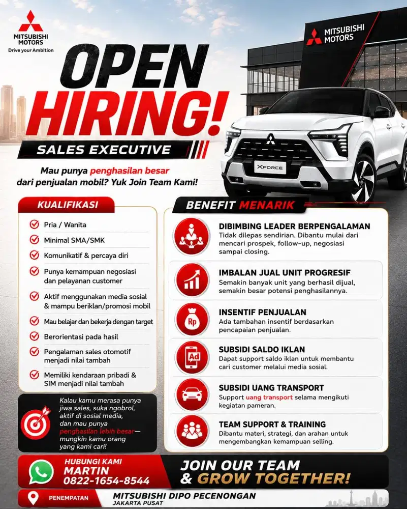 Dibutuhkan Sales Marketing dan Sales Counter Mobil
