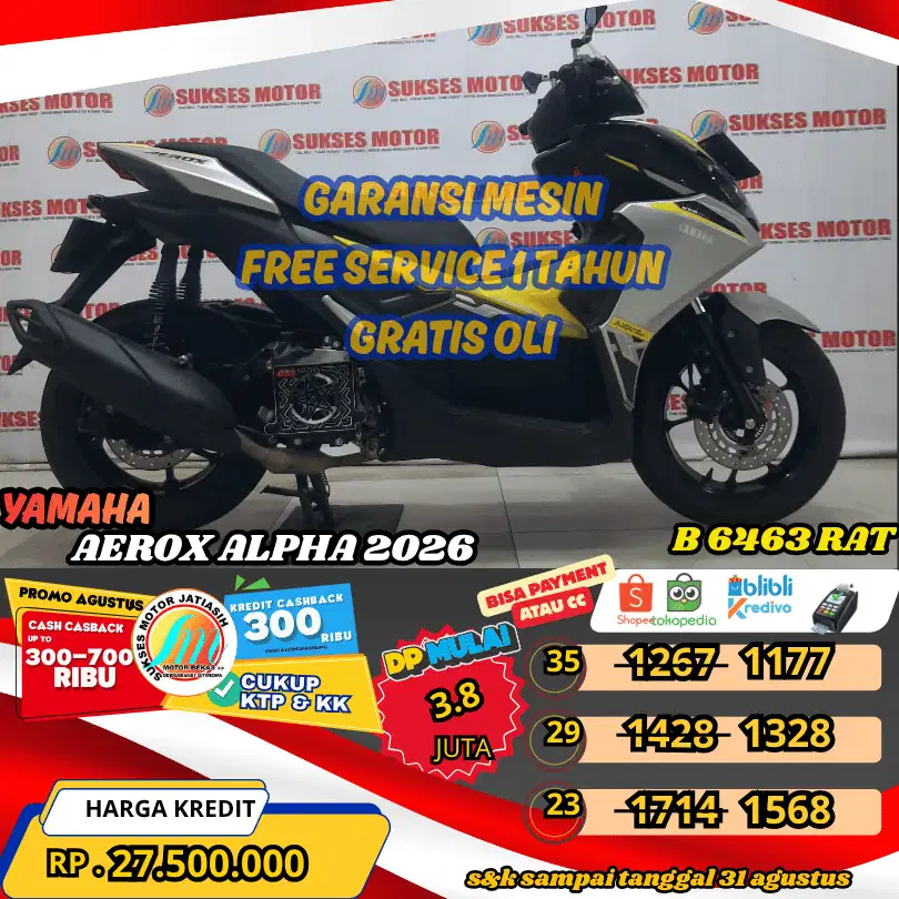 AEROX ALPA 2026 BISA PAYMENT SPYLATER KREDIVO & CC (SUKSESMOTOR)