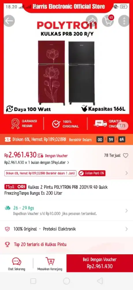 Kulkas 2 pintu polytron