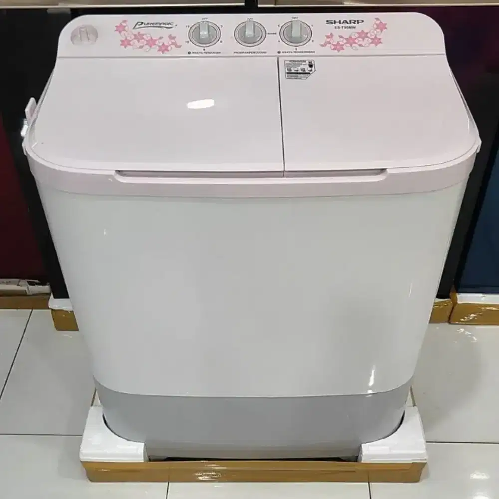 Bisa Cicilan.Sharp Mesin Cuci 2Tabung ES-T90MW-BK/HK/PK Kapasitas 8Kg