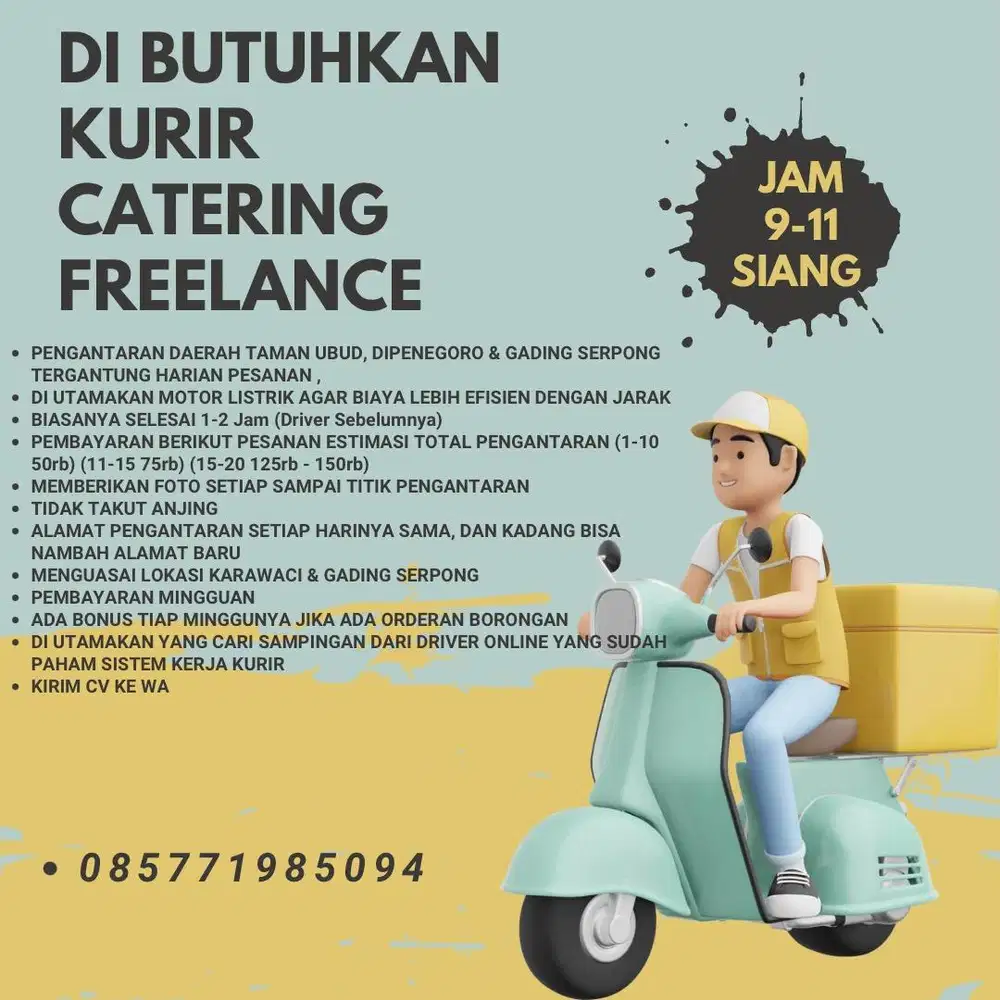 Freelance Driver Catering Jam 9-11