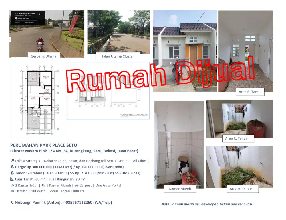 Rumah Dijual (Take Over / Over Kredit)