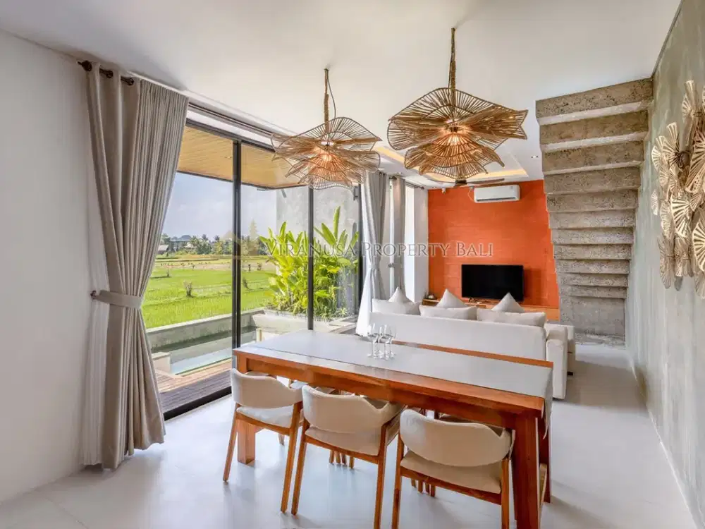 Dua Villa Modern dengan 180° Rice Field View di Ubud