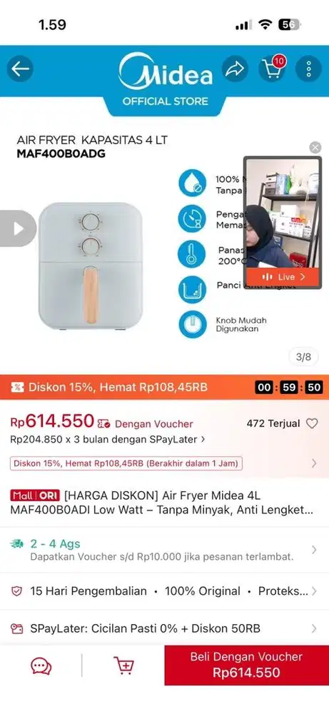 Airfryer Midea 4L