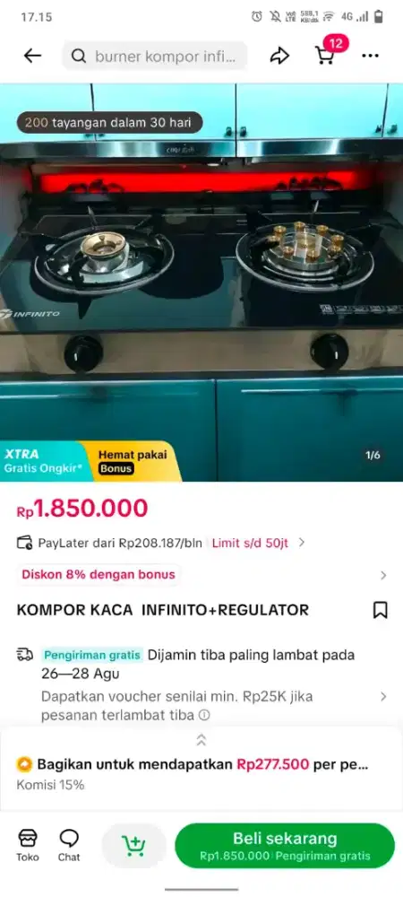 Dijual kompor infinito kondisi baru