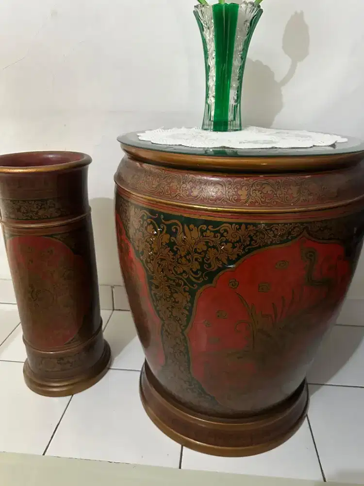 Guci palembang kayu jati 2 pcs