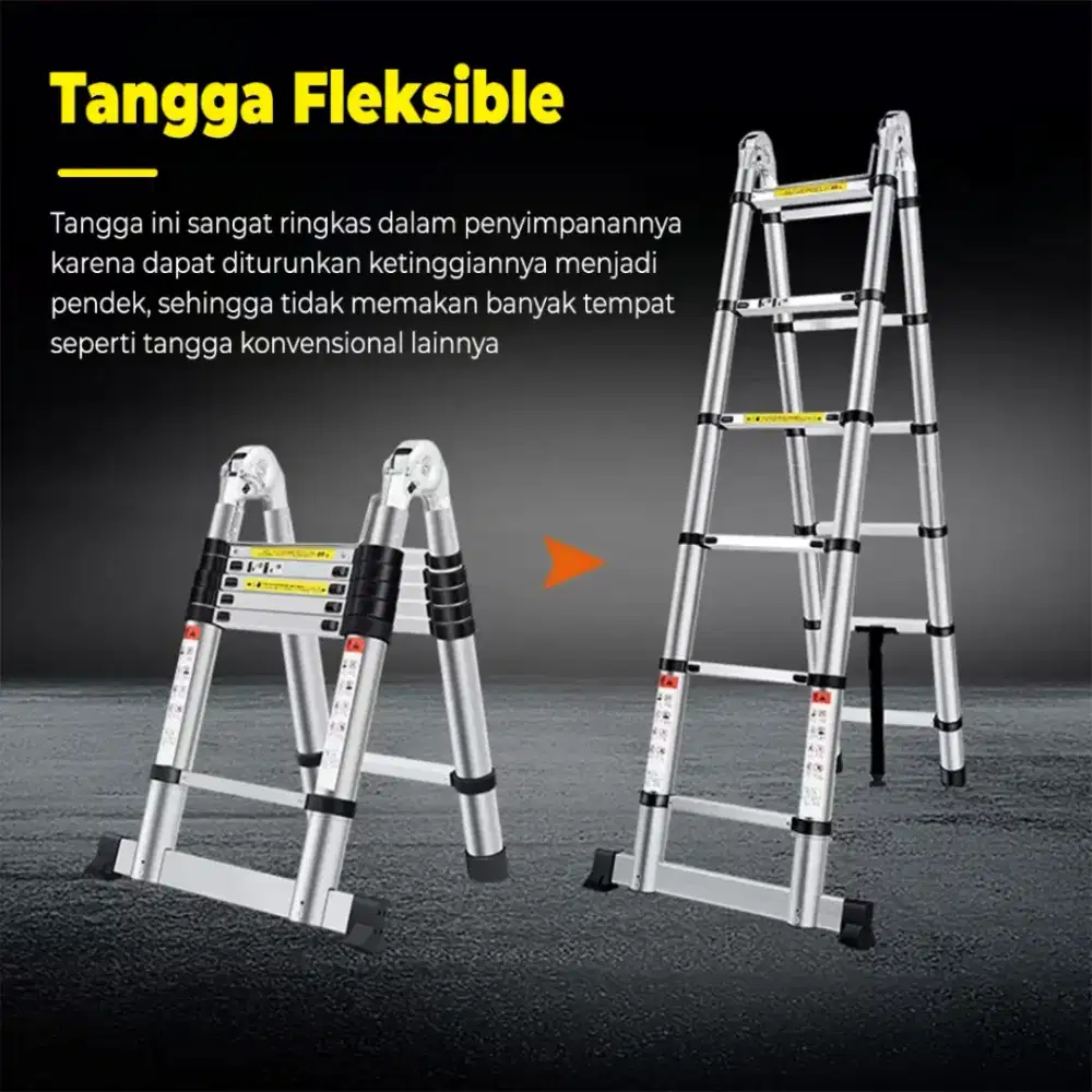 Tangga lipat teleskopik double 1,9+1,9=3, 8 meter