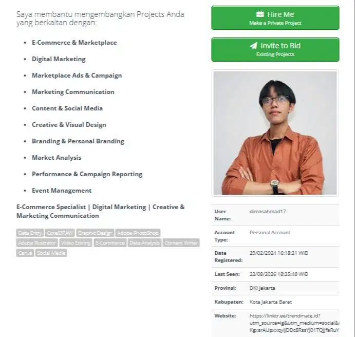 Freelancer aktif E-commerce specialist