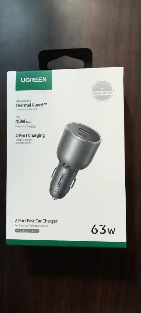 Ugreen 35023 Dual Port Car Charger 63W Fast Charging
