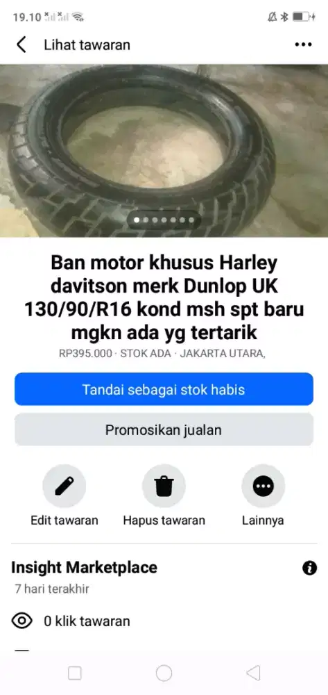 Ban motor Harley Davidson merk Dunlop UK 130/90/R16 kond spt baru nih