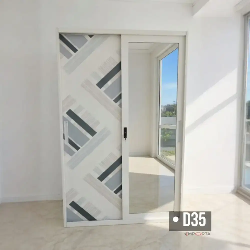 Lemari Pakaian Besi Pintu Sliding 2 Pintu Importa OKELO D35