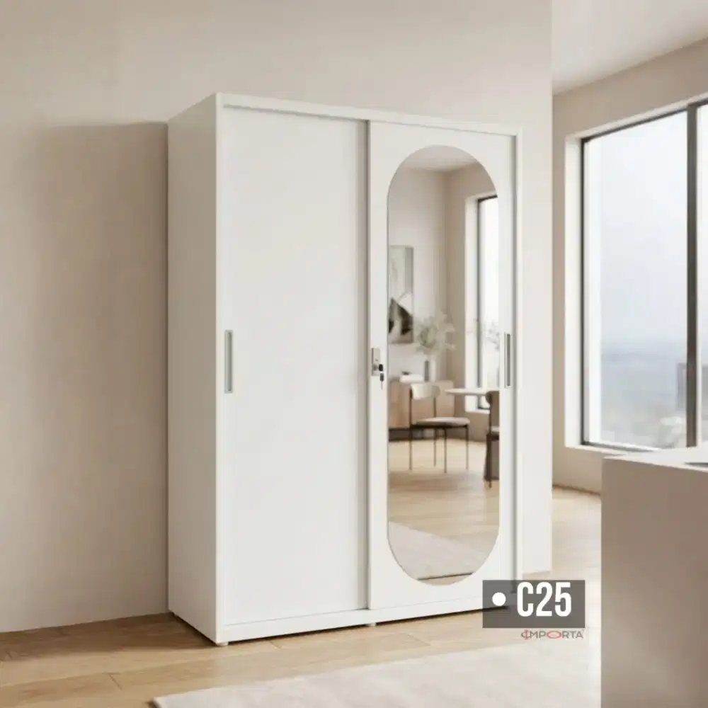 Lemari Pakaian Besi Pintu Sliding 2 Pintu Importa OKELO C25