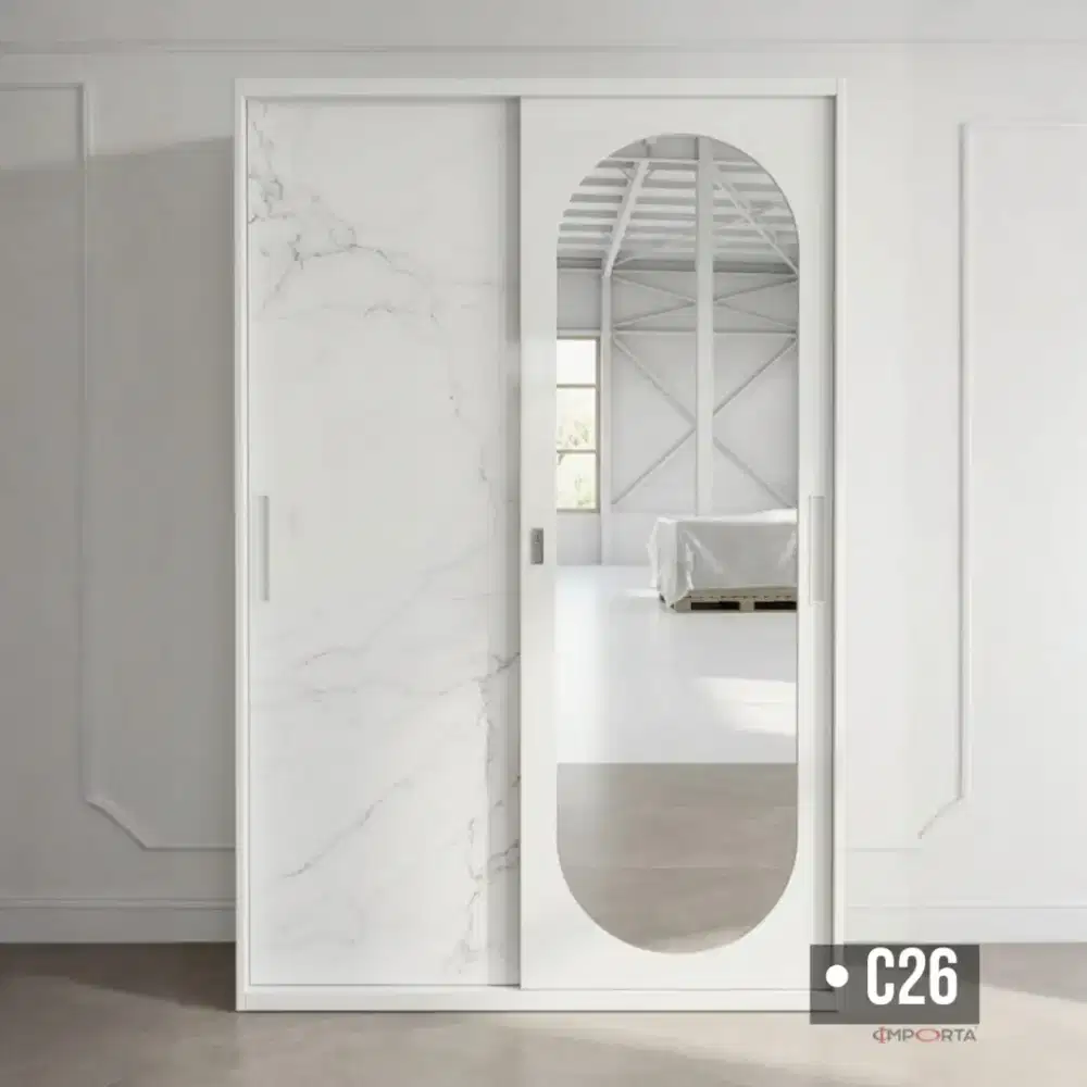 Lemari Pakaian Besi Pintu Sliding 2 Pintu Importa OKELO C26