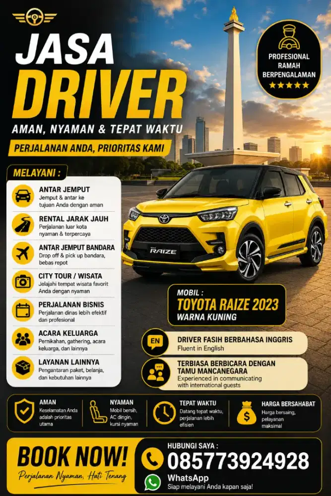 Jasa driver Jabodetabek dengan atau tanpa mobil