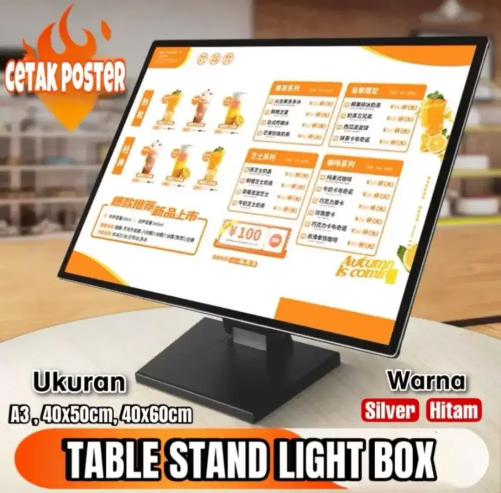 Stand Table Meja & Lightbox Led 1 Set