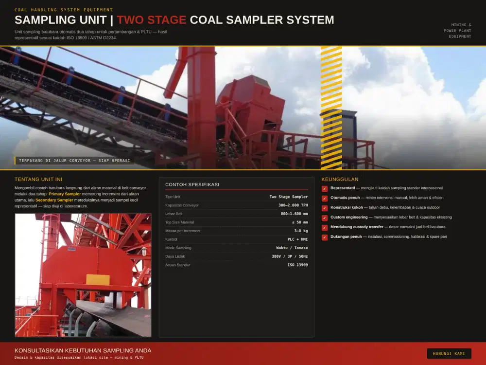 Sampling Unit | Two Stage Coal Sampler System