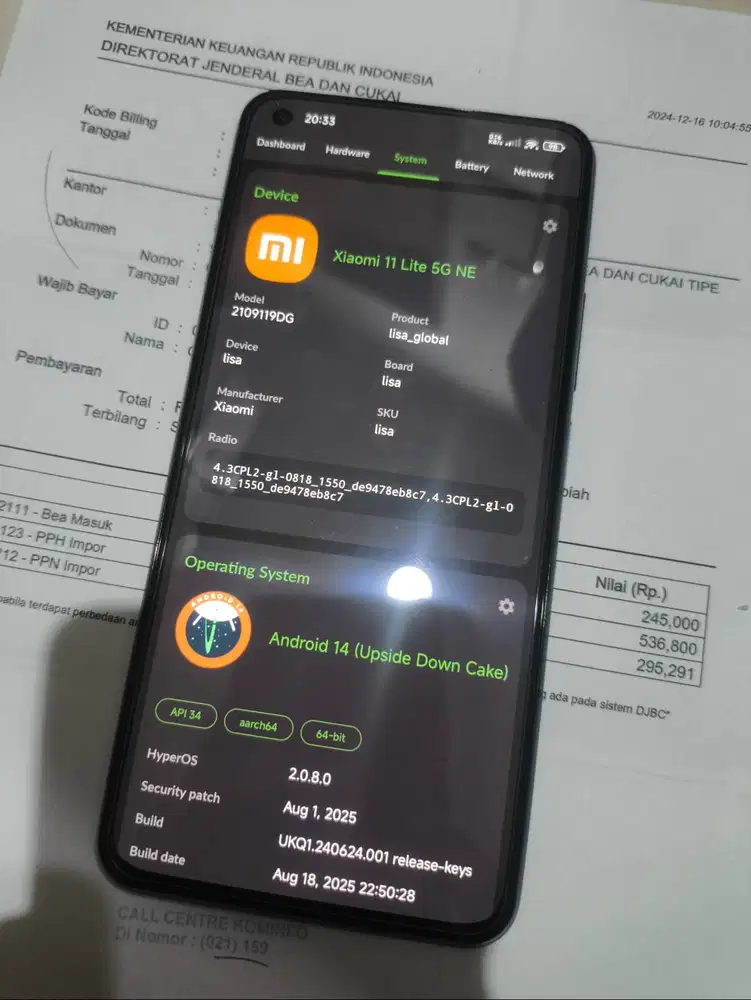 Xiaomi 11 Lite 5G NE 8/128 Mulus Bea Cukai