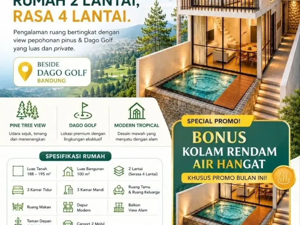 Dijual Rumah Mewah 2 Lantai Di Dago Bandung - Bonus Kolam Air Hangat