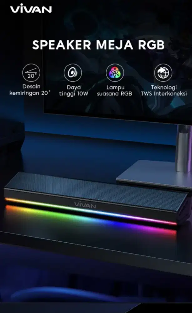 Speaker soundbar bluetooth vivan RGB stereo original