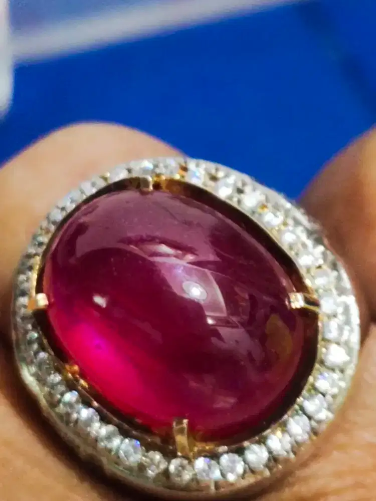Jual batu permata Red Ruby jumbo, mumbul, perak, dim 29x26x16