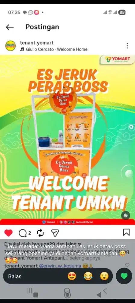 SEGERA DI BUTUHKAN KARYAWAN BUAT JAGA BOOTH ES JERUK
