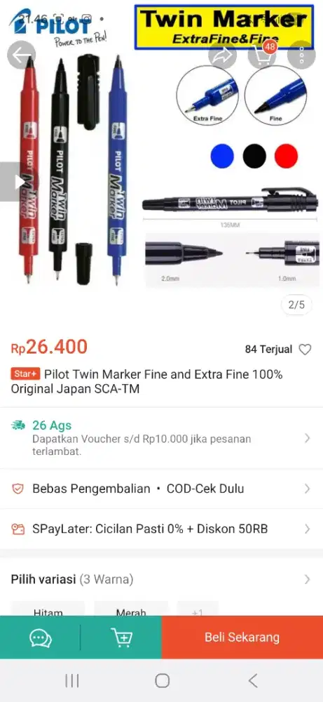 Pilot twin marker spidol