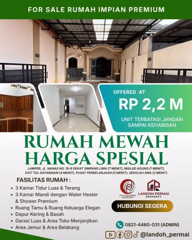 DIJUAL - CEPAT - RUMAH - SIAP HUNI - PREMIUM - LOKASI STRATEGIS
