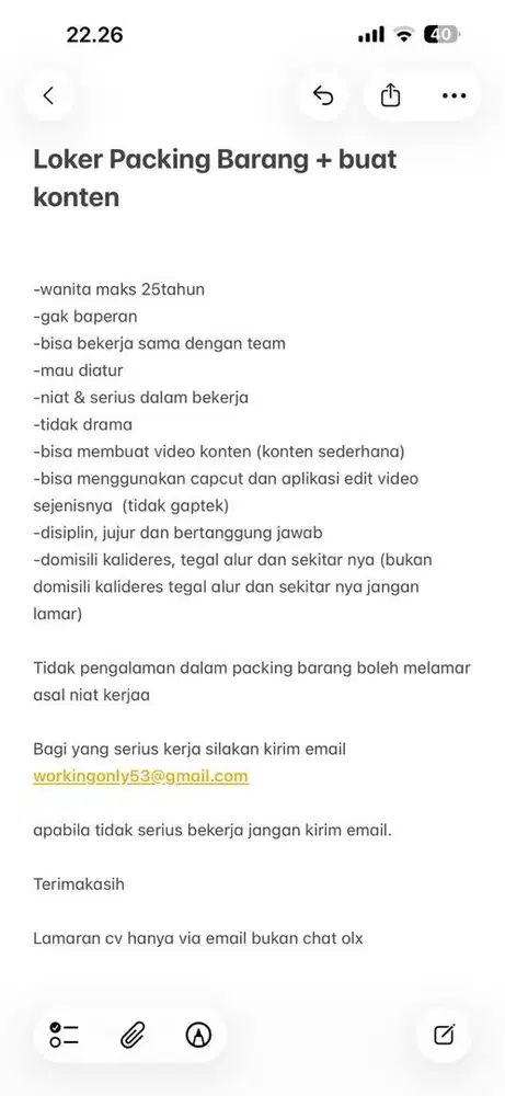 Loker packing barang + bikin konten