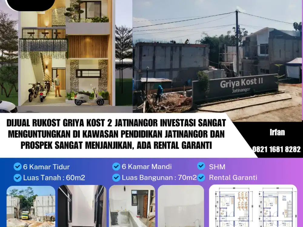 Dijual Rukost Griya Kost 2 Jatinangor Investasi di Kawasan Pendidikan Jatinangor
Ada Rental Garanti