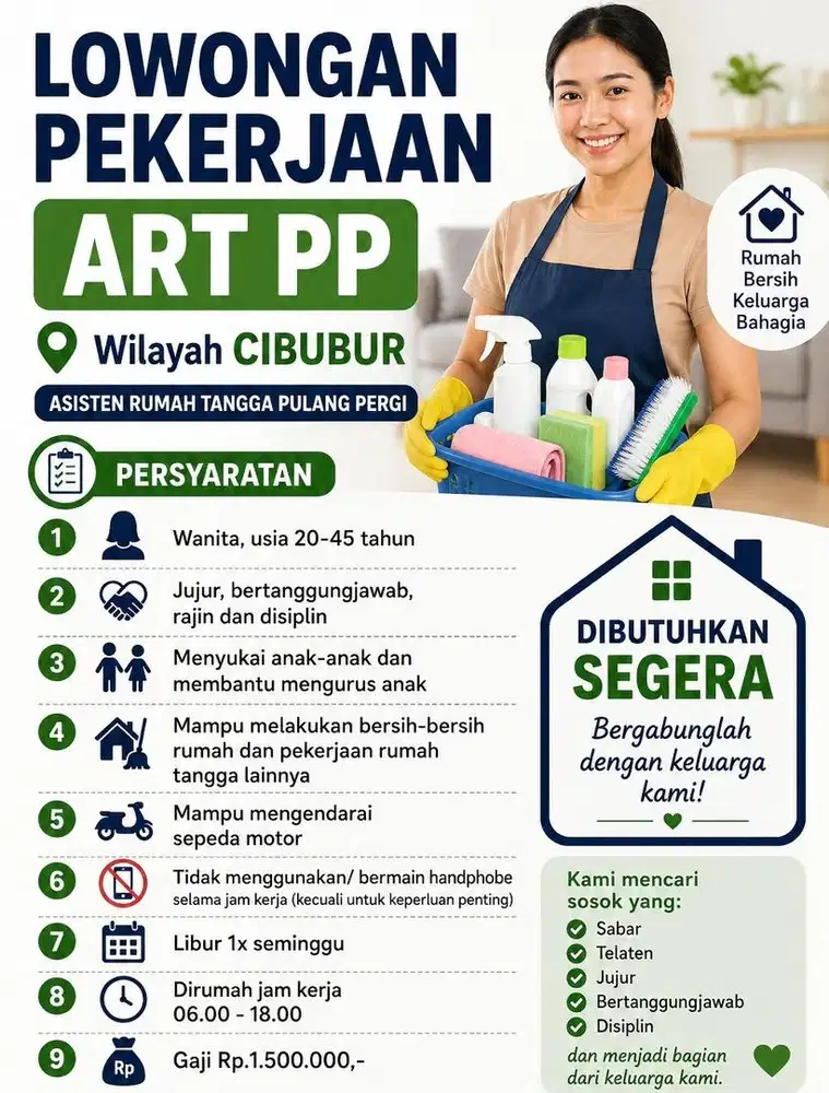 Lowongan ART PP - Cibubur