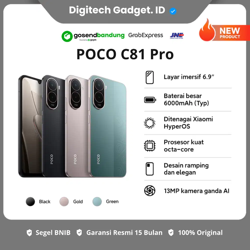 POCO C81 4/128GB HP Gaming/Kerja Murah Baterai 6000mAh Garansi 15 Bln
