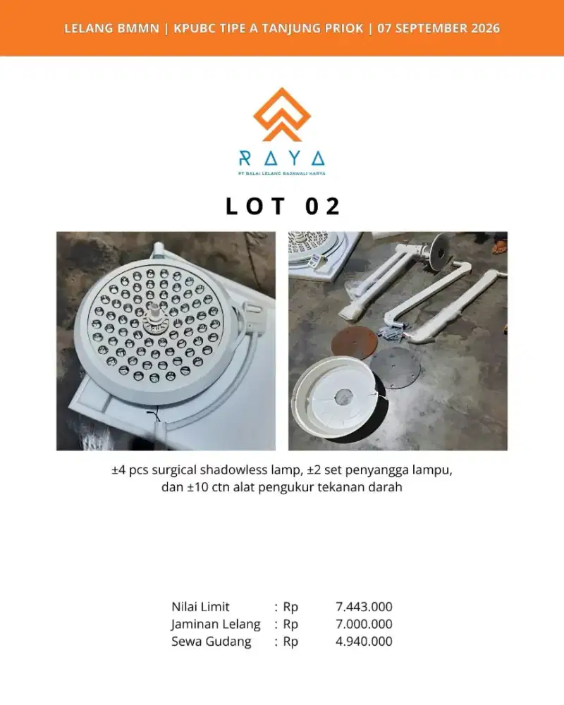 SURGICAL SHADOWLESS LAMP, PENYANGGA LAMPU, ALAT PENGUKUR TEKANAN DARAH