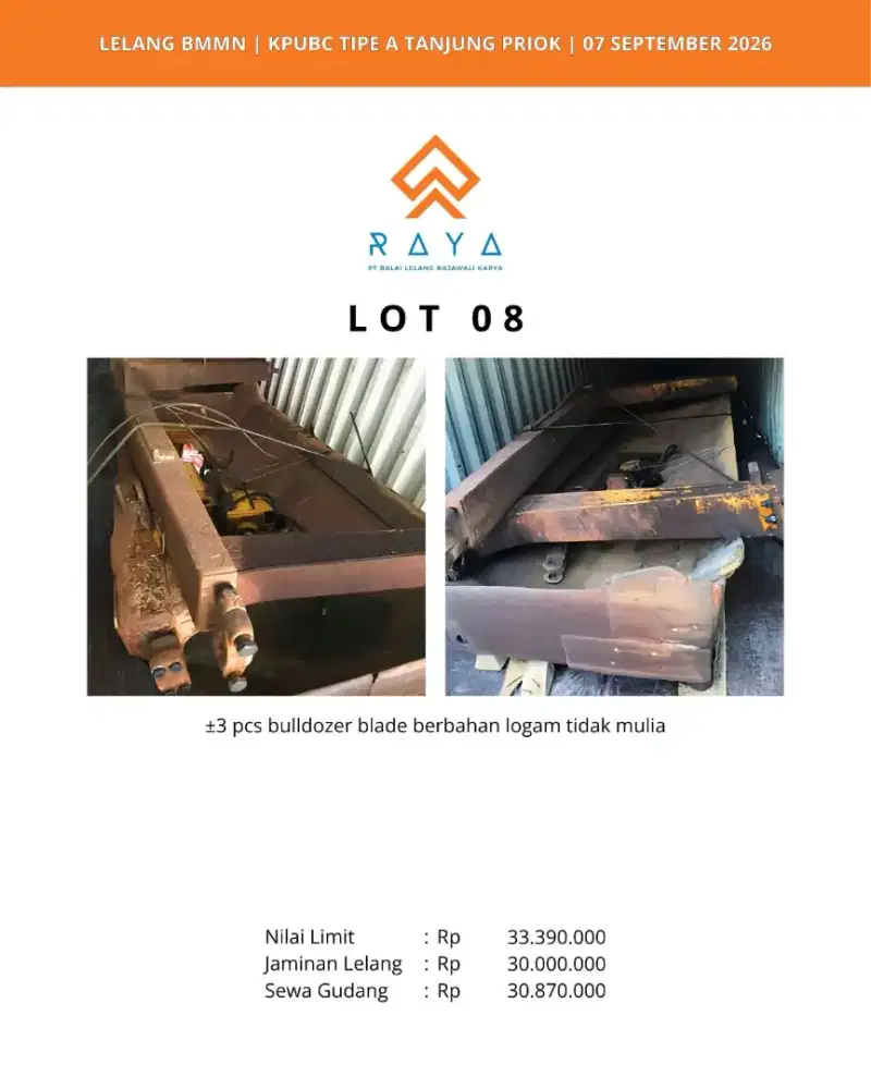 BULDOZER BLADE BAHAN LOGAM TIDAK MULIA