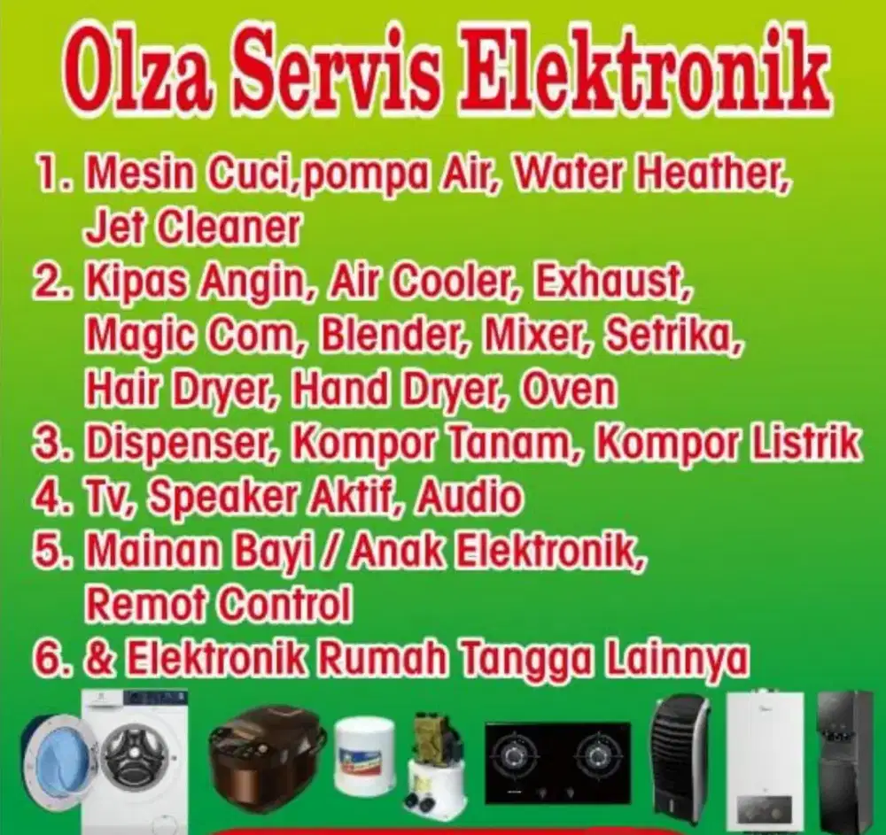 Service panggilan mesin cuci,pompa air,kipas angin,dispenser,magic com