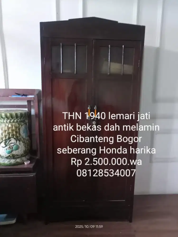 Meja kayu jati antikntua thunder 1940 bekas bafus