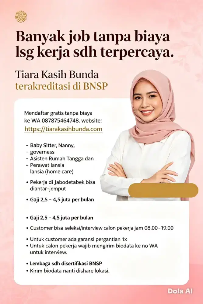 Banyak Lowongan lsg Kerja: Baby Sitter ART & Perawat Lansia Terpercaya