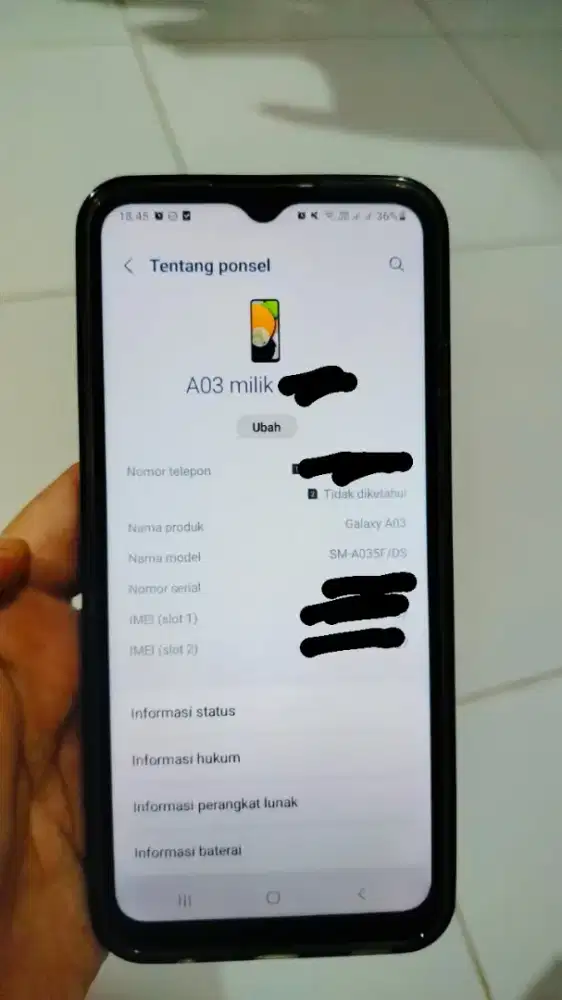 Hp bekas samsung galaxy A03