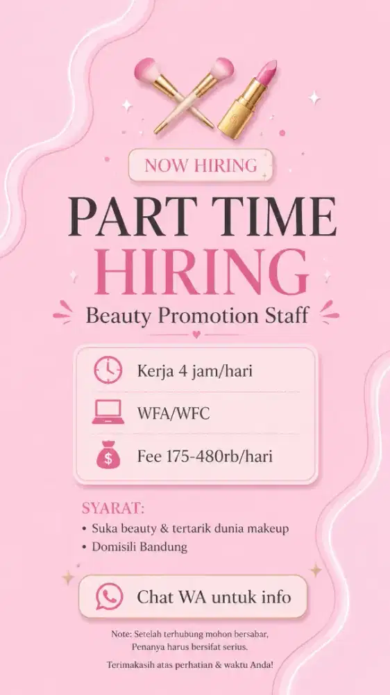 LOWONGAN KERJA PARTTIME/FREELANCE