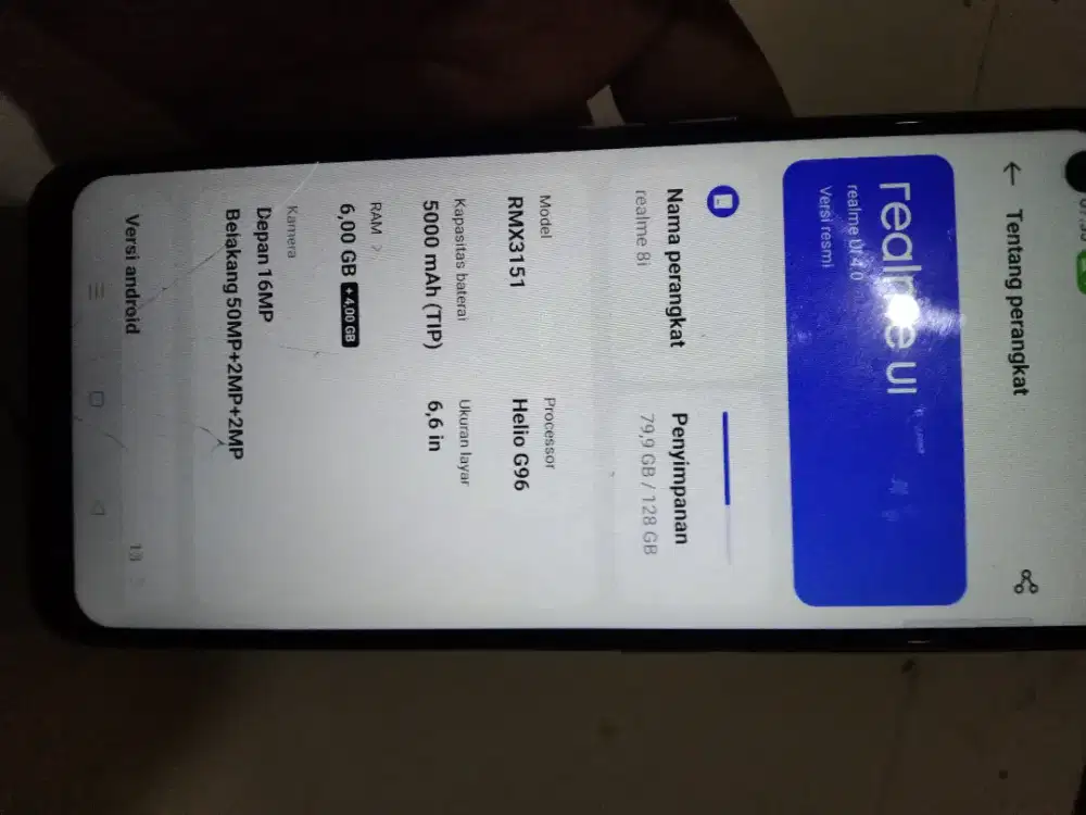 Jual REALME 8i, RAM 6+4 /128