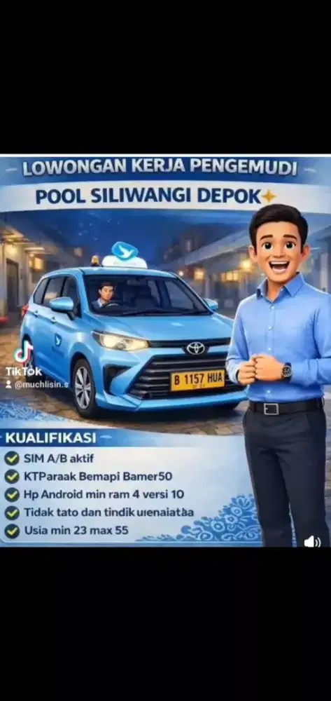 Lowongan kerja supir. Driver. Pengemudi