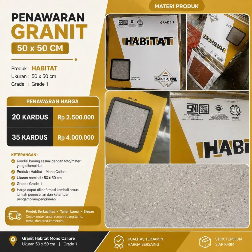 Granit Habitat Mono Calibre 50×50 cm – Grade 1
