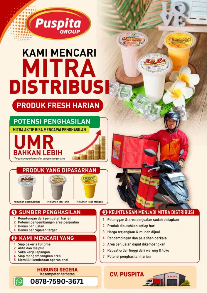 DIBUTUHKAN MITRA DISTRIBUSI AREA BEKASI