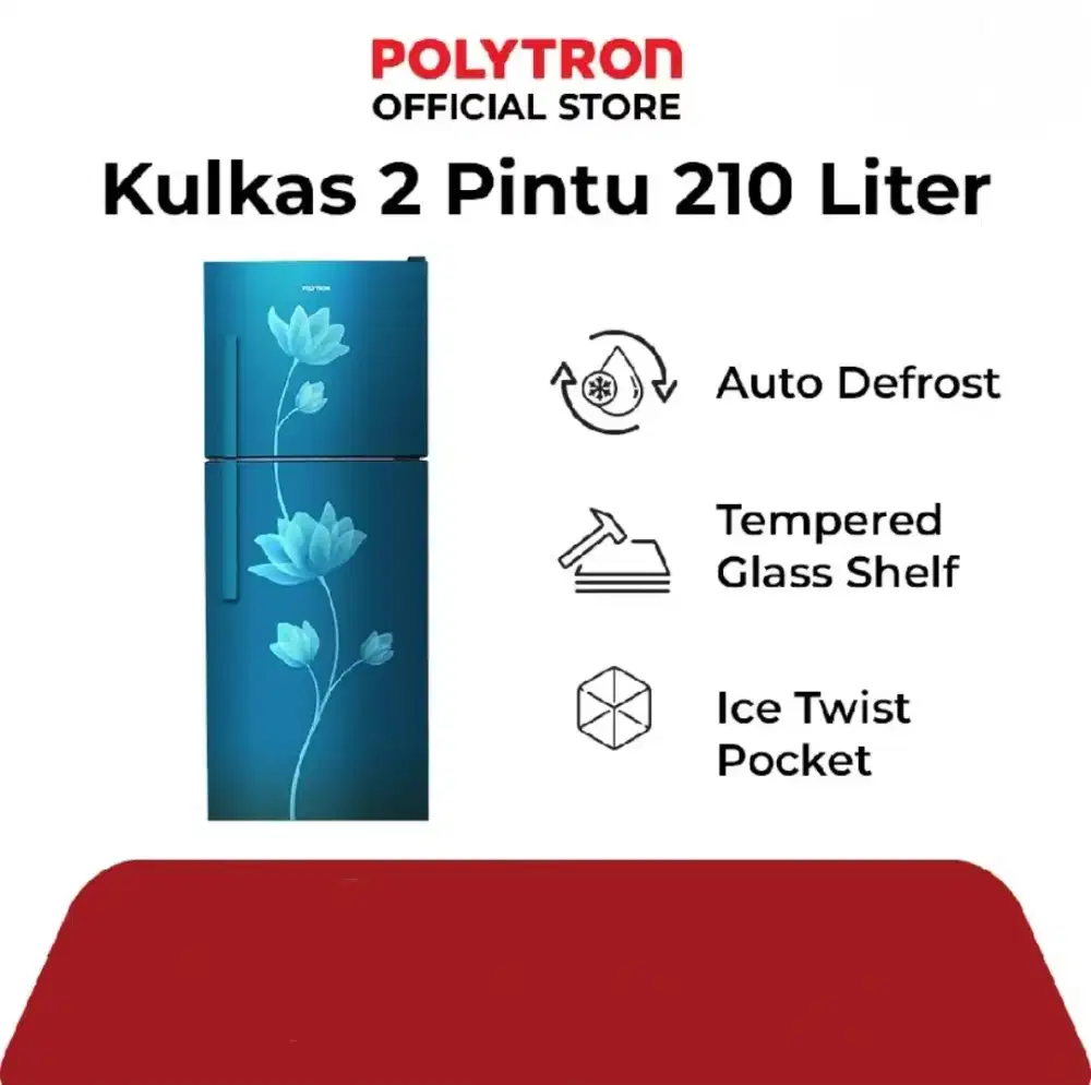 KULKAS 2 PINTU POLYTRON METALLIC SERIES PRB 219B