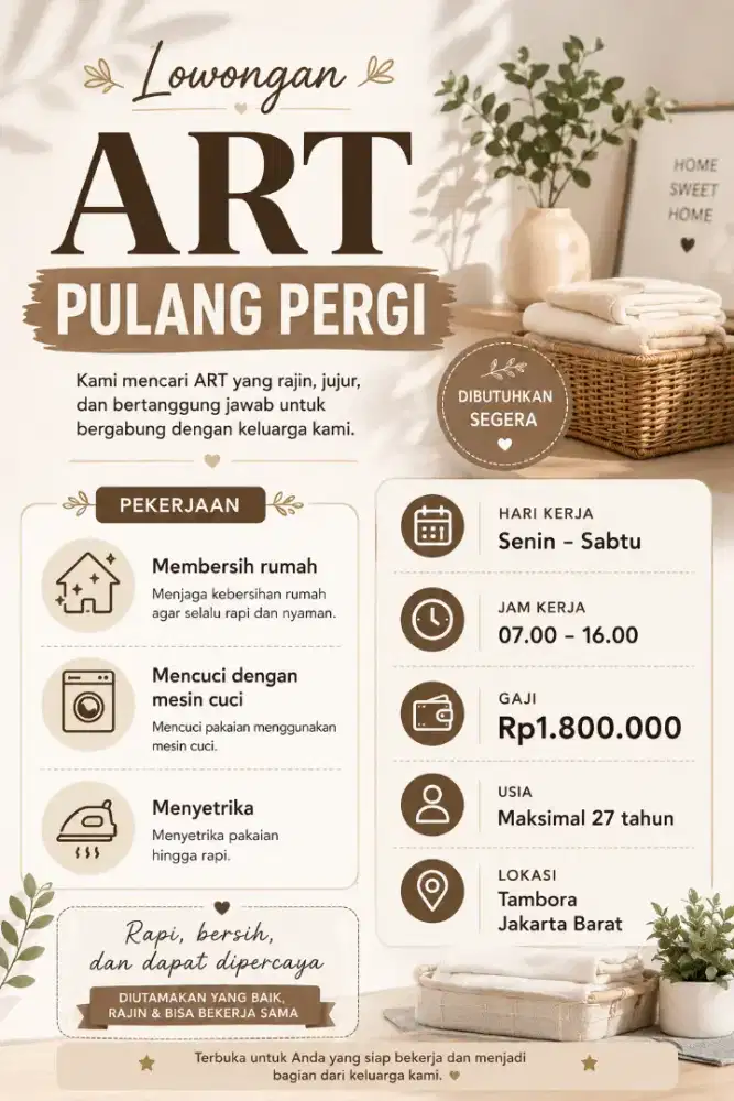 LOWONGAN ART PULANG PERGI